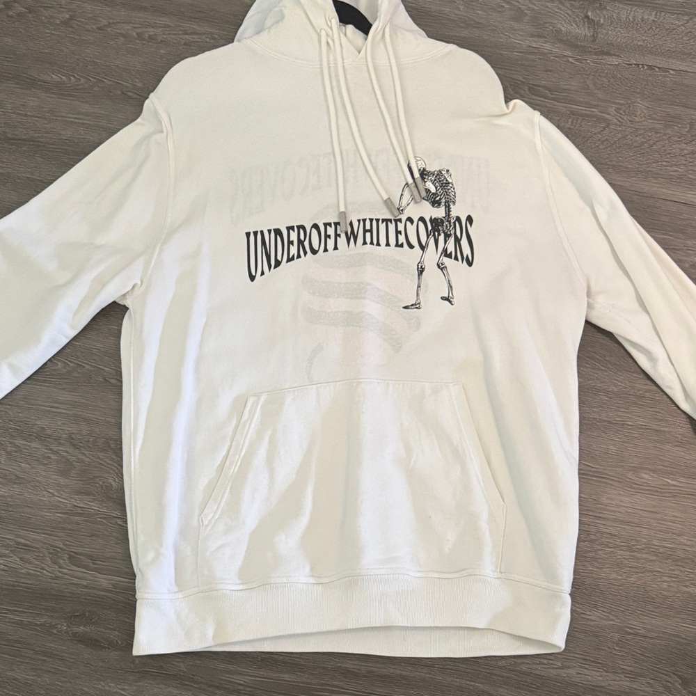 Off-White Cream Hoodie with Graphic Design